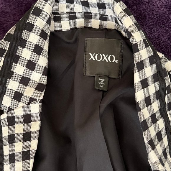 NWT XOXO,Xoxo Juniors' Gingham-Print Blazer black white stretch M - Picture 5 of 5